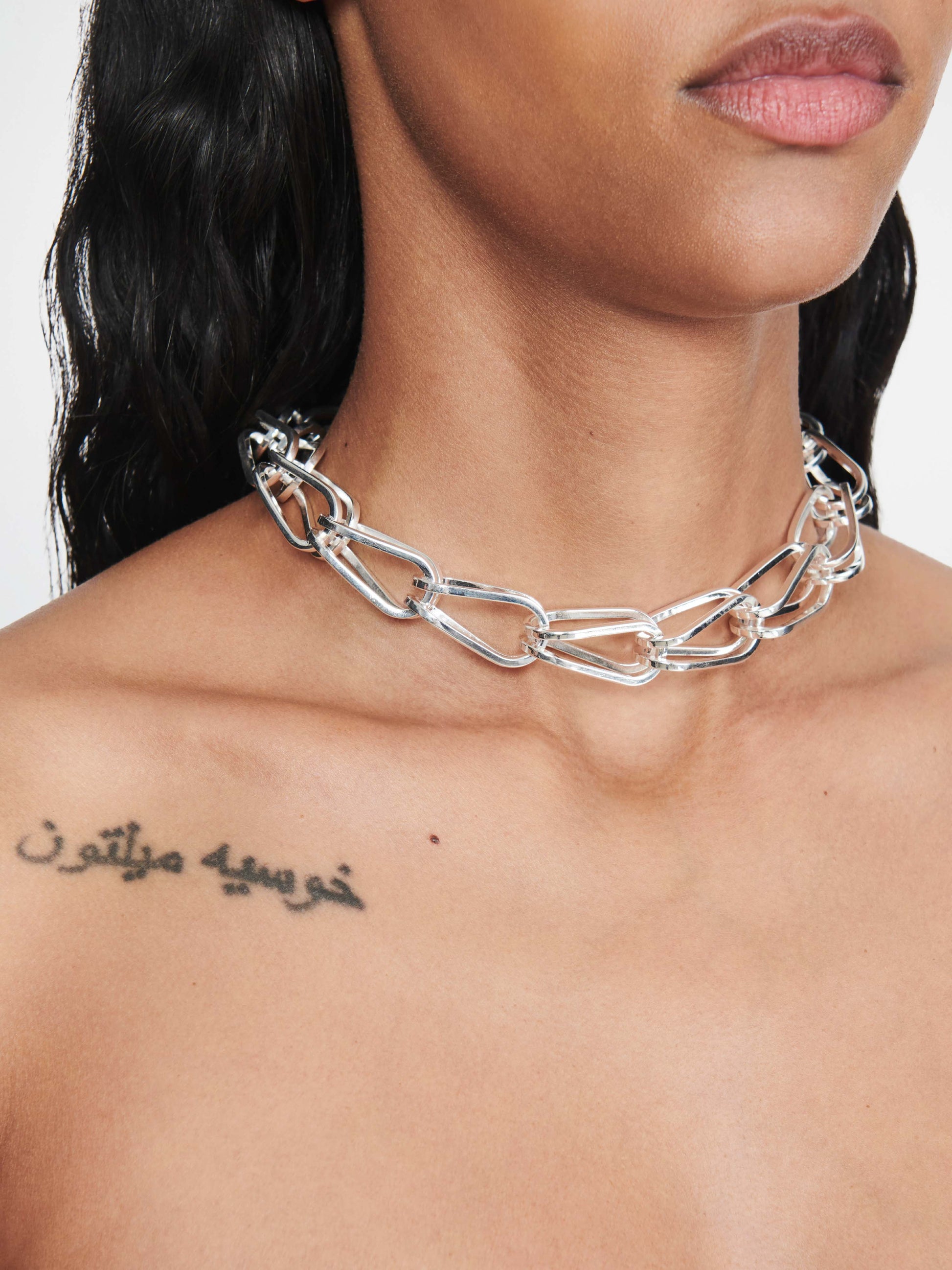 DION LEE | Giant Cage Necklace | Silver