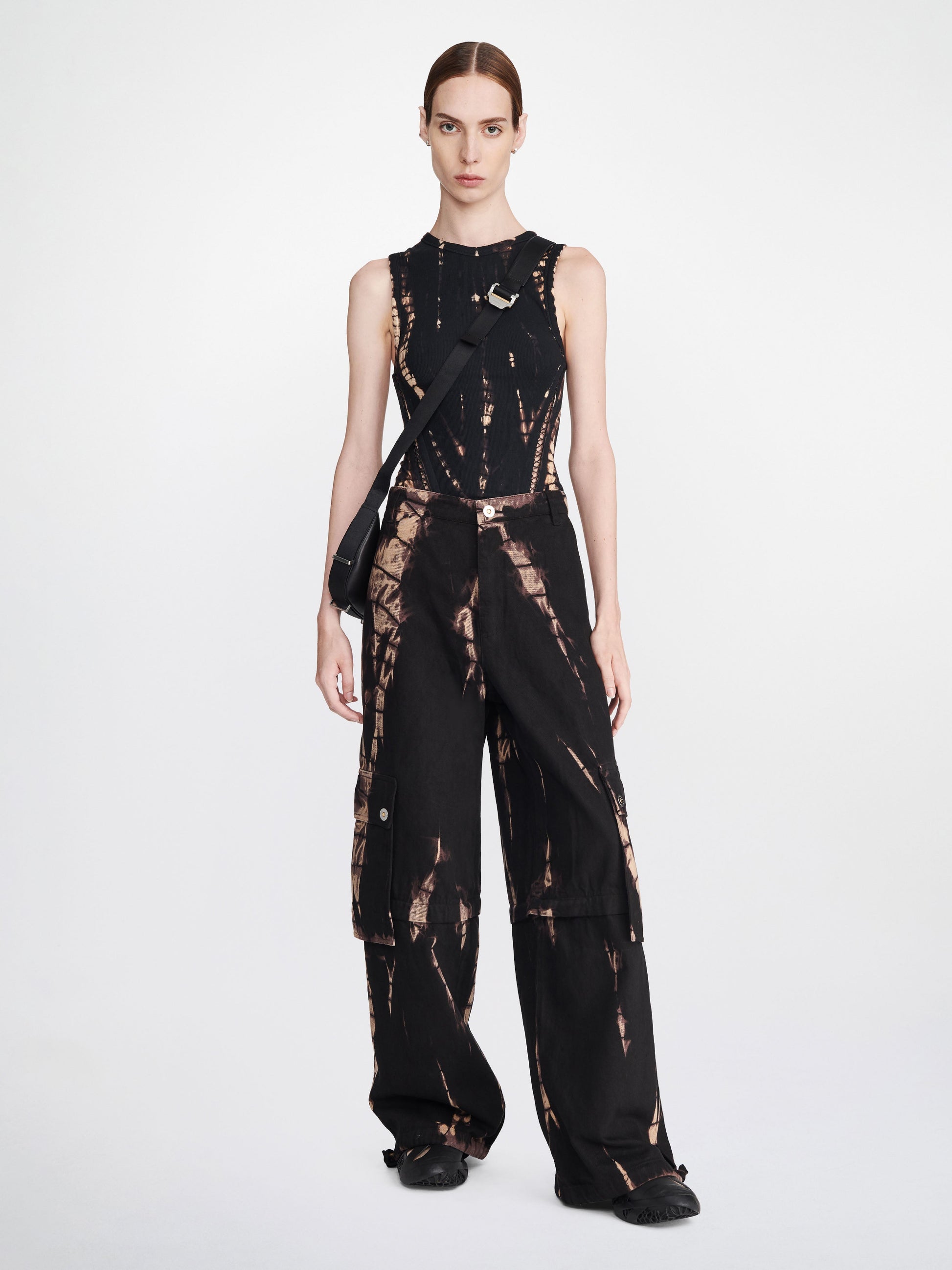 Dion Lee Silk Satin Bias Stack Pants in Ink